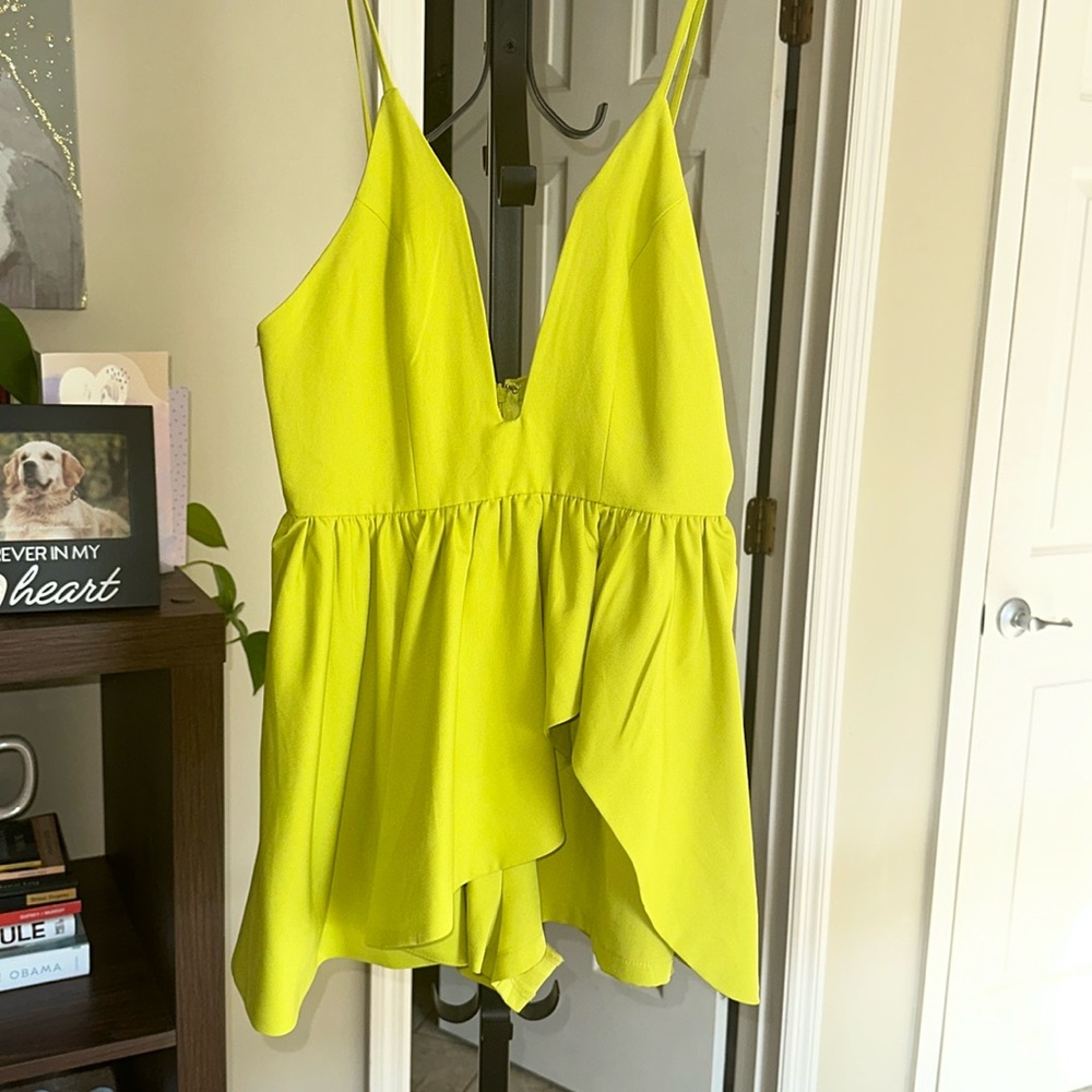 Neon Yellow Skort Romper